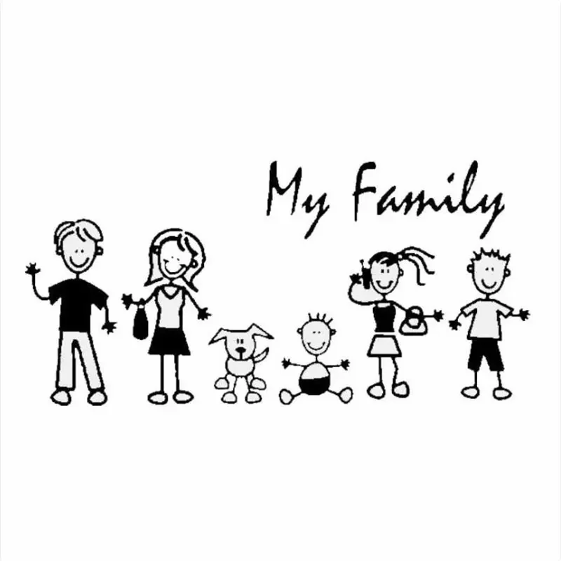 Car Accessories For Baby - Car Sticker Family Stick Figure Kid