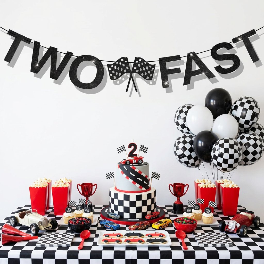 Two Fast Racing Birthday Banne - огляд і ціна Car Accessories Banner