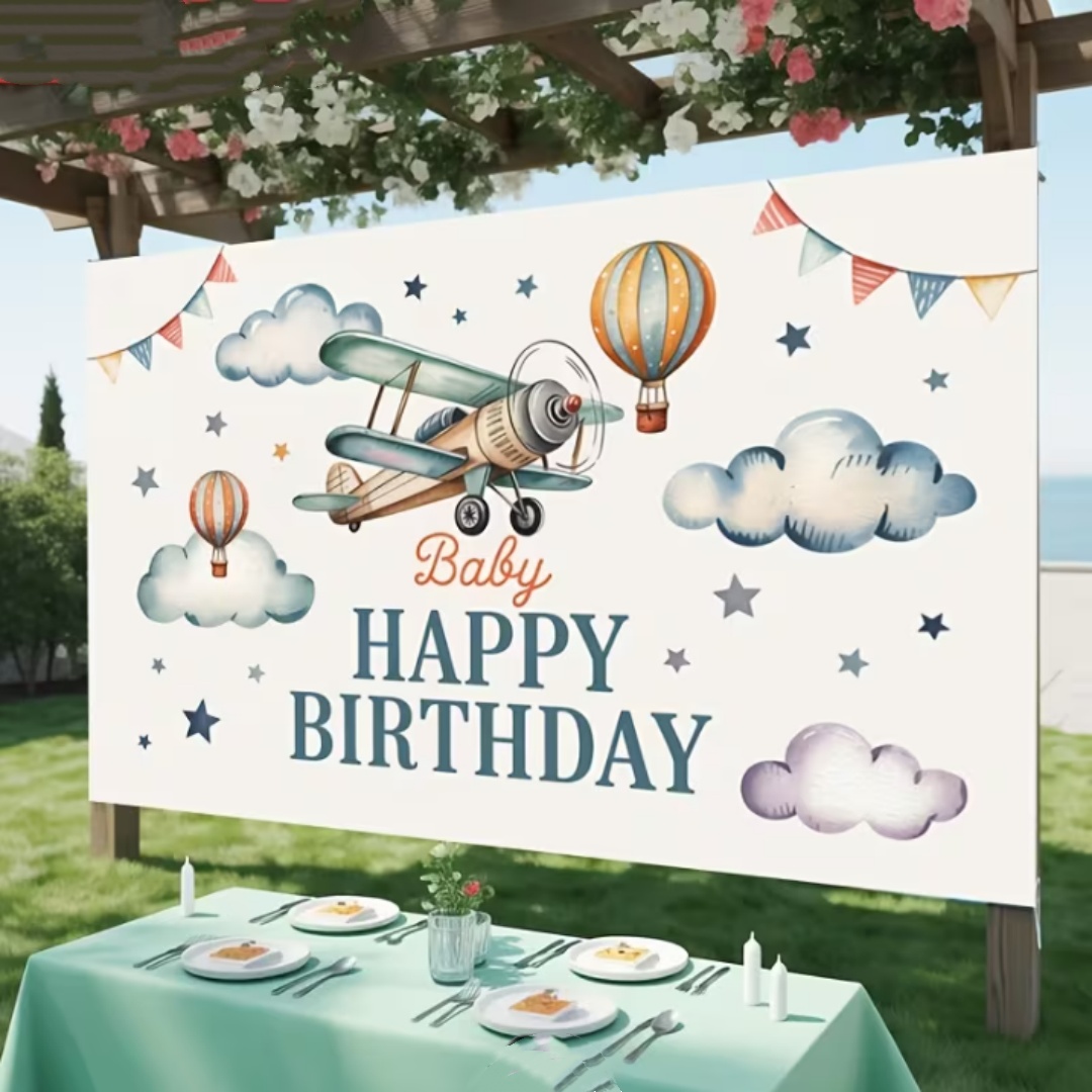Airplane Theme Children Birthd - огляд і ціна Car Accessories Banner