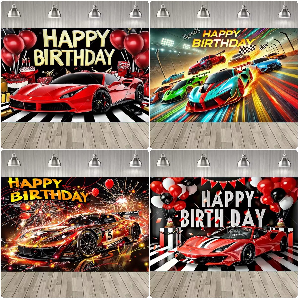 Race Car Birthday Backdrop Red - огляд і ціна Car Accessories Banner