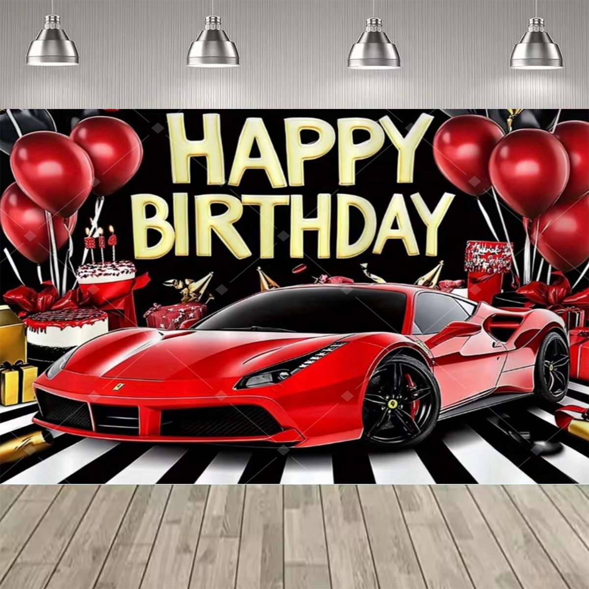 Race Car Birthday Backdrop Red - огляд і ціна Car Accessories Banner